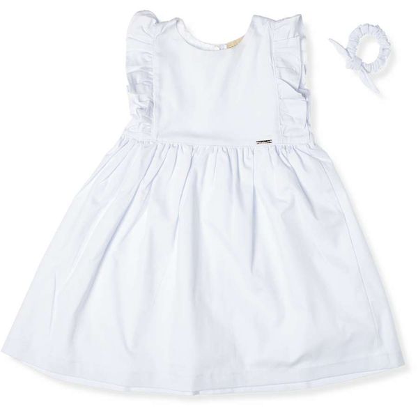 Vestido Infantil em Sarja Branco