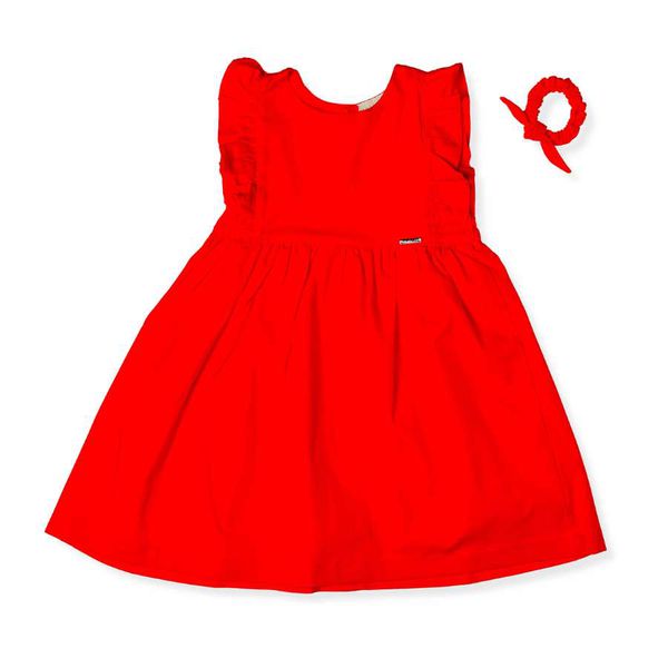 Vestido Infantil em Sarja Vermelho