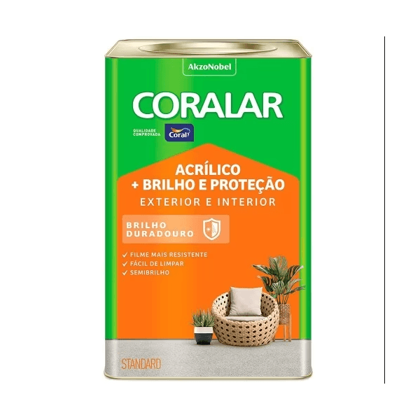 Tinta Acrílica Mais Brilho e Proteção Coralar Semi-Brilho 18L Coral