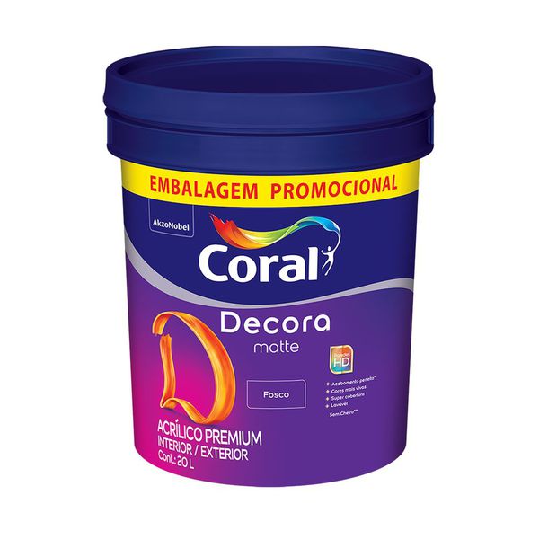 Tinta Acrílica Decora Matte Fosco 20L Branco Coral