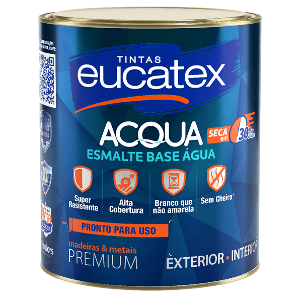 Esmalte Acqua Base Água Acetinado Pronto P/Uso 900ML Eucatex