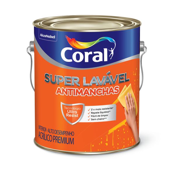 Tinta Acrílica Super Lavável Antimanchas 3,6L Branco Coral