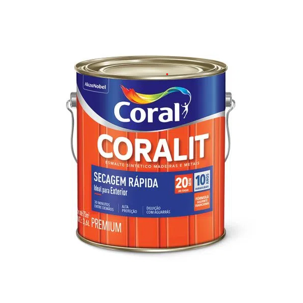 Coralit Esmalte Sintético Secagem Rápida Brilhante 3,6L Coral