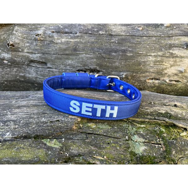COLEIRA BABY PERSONALIZADA 3cm azul bic com nome em azul bebê