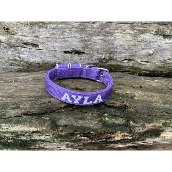 COLEIRA BABY PERSONALIZADA 3cm lilás com nome em branco