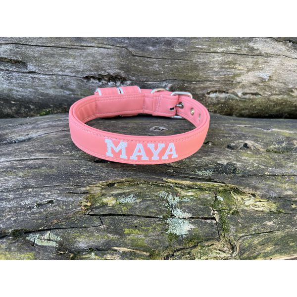 COLEIRA BABY PERSONALIZADA 3cm salmão com nome em branco