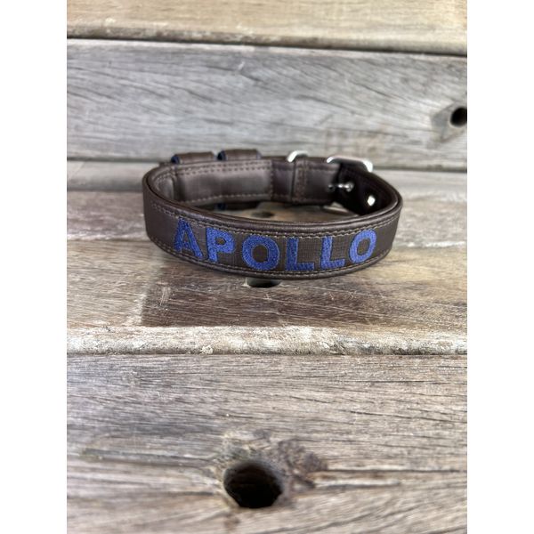 COLEIRA BABY PERSONALIZADA 3cm preta com nome em azul marinho