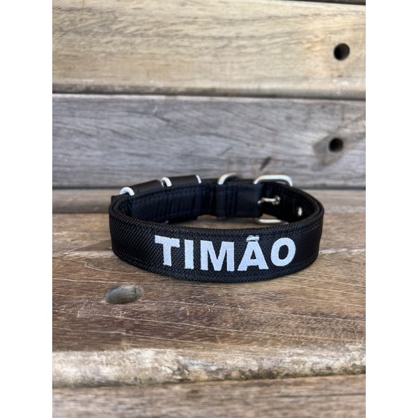 COLEIRA BABY PERSONALIZADA 3cm preta com nome em branco