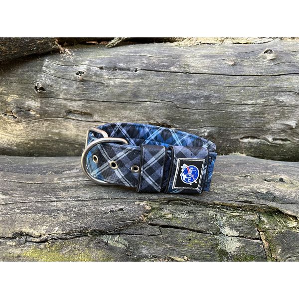 COLEIRA ESTAMPADA 5cm xadrez azul 