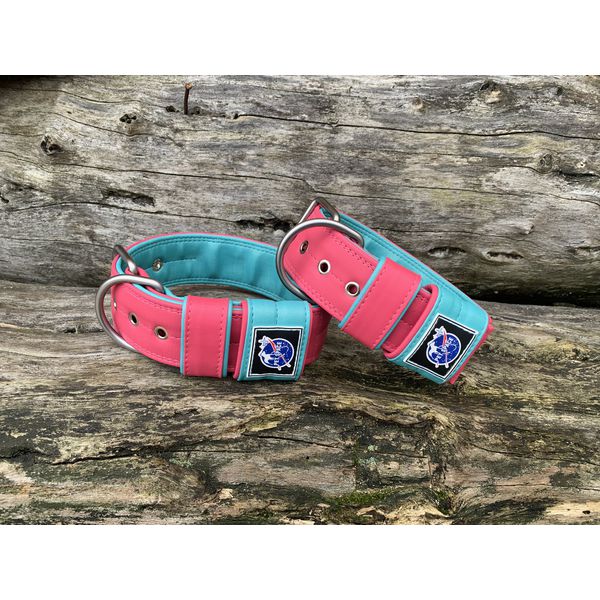 COLEIRA LISA 5cm rosa/azul tiffany