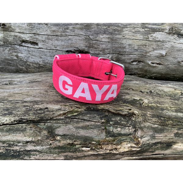 COLEIRA PERSONALIZADA 5cm glitter pink com nome em rosa claro