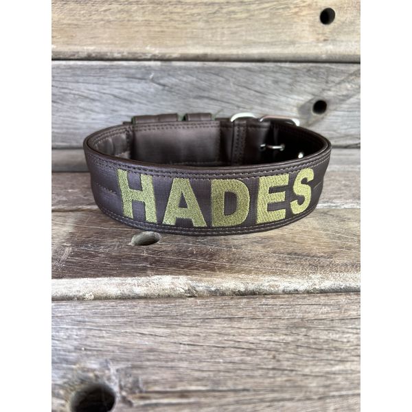 COLEIRA PERSONALIZADA 5cm marrom com nome militar