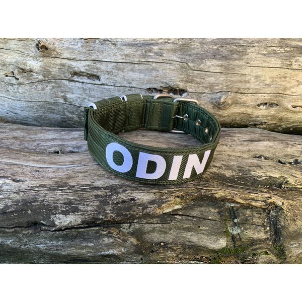 COLEIRA PERSONALIZADA 5cm militar com nome em branco 