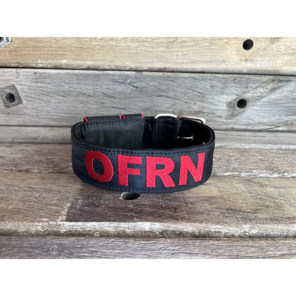 COLEIRA PERSONALIZADA 5cm preta com nome em vermelho