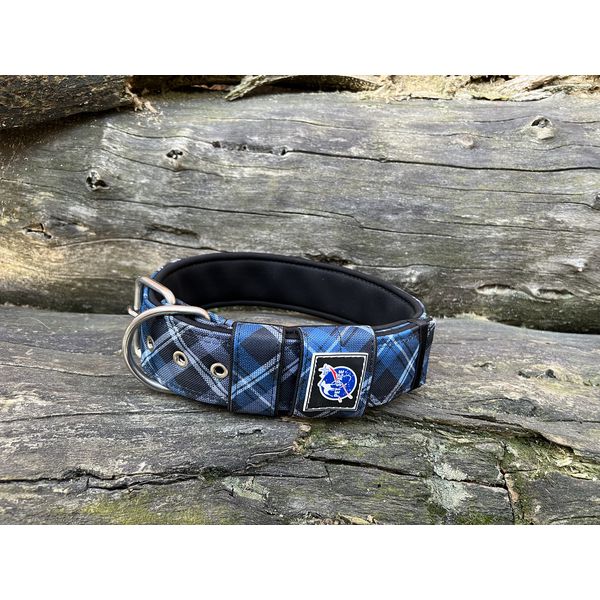 COLEIRA SUPERCONFORT 5cm xadrez azul