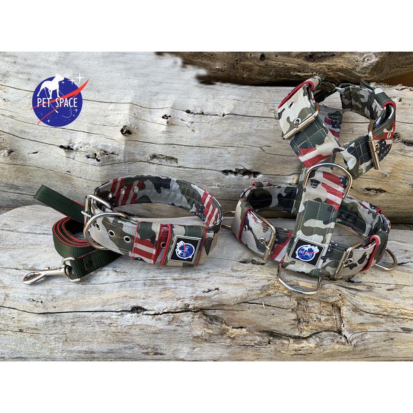 KIT PEITORAL UNIVERSAL, COLEIRA CAMUFLADA E GUIA DE PASSEIO cor camuflado USA
