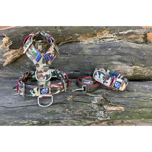 KIT PEITORAL UNIVERSAL, COLEIRA CAMUFLADA E GUIA DE PASSEIO cor camuflado USA 2