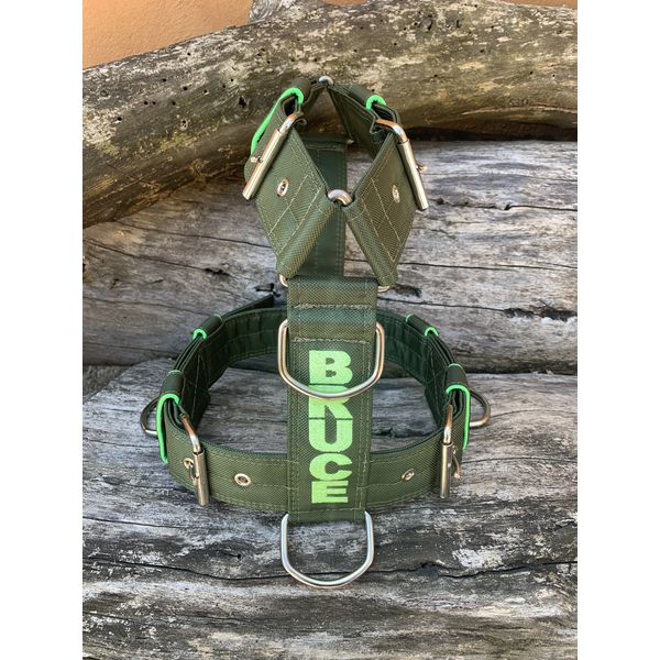 Peitoral universal personalizado poliéster premium militar com nome em verde fluorescente