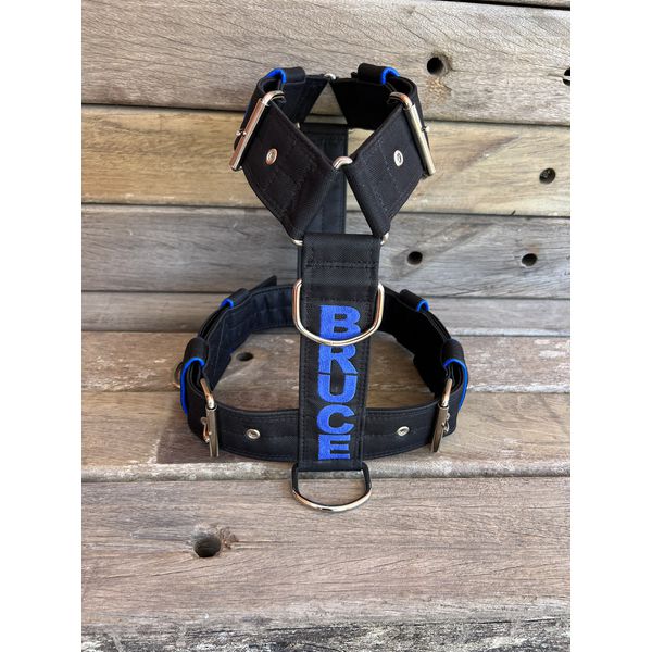 Peitoral universal personalizado poliéster comum preto com nome em azul bic