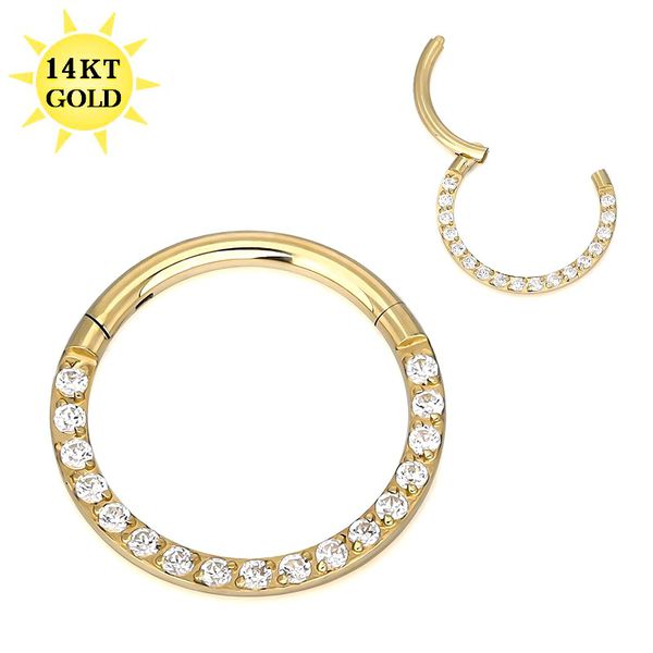  Argola Em Ouro 14k com Zircônias Frontais Lapidadas