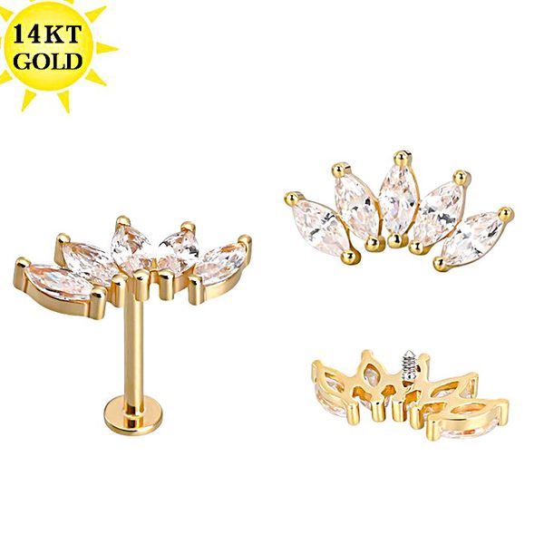  Ouro 14K Set 5 Marquise Em Zircônia Cúbica