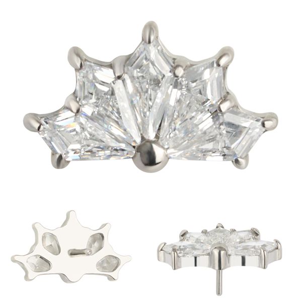  Labret - Piercing 05 pedras zircônia Cravadas 
