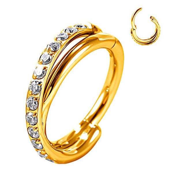 Argola Clicker Segmentada Com 2 Voltas Entrelacadas Pedra Cz