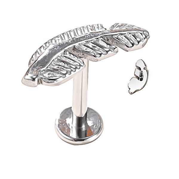 Piercing Em Titanio Labret Formato De Folha