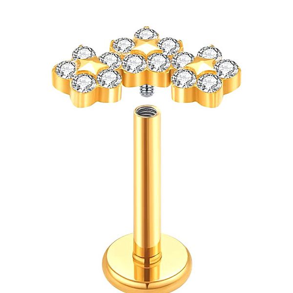  Labret Com 03 Florzinhas Cravejadas Em Pedras Zirconia