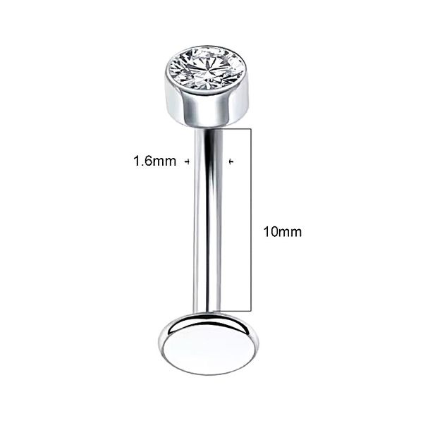 Piercing de umbigo flutuante hipoalergênico Titânio Polido (Push Pin) com pedra 4mm