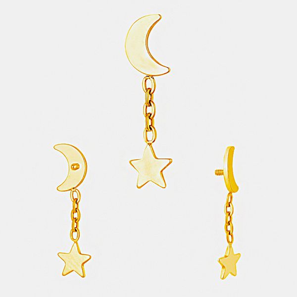 Labret Lua Com Estrela Na Correntinha