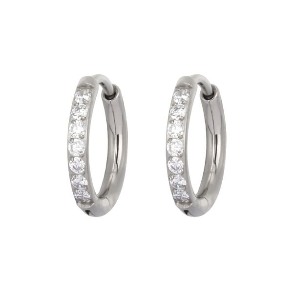  Piercing em titânio com Anéis de Segmento Em Pedraria CZ na Lateral