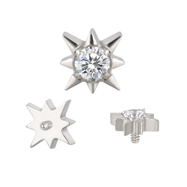 Labret- Delicada Estrela com Pedra CZ Cravada, Elaborada em Titânio