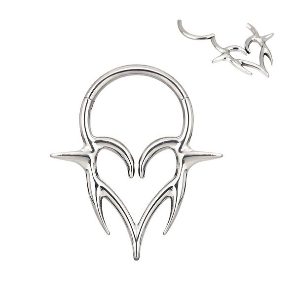 Piercing Argola Segmentada Formato Coração 