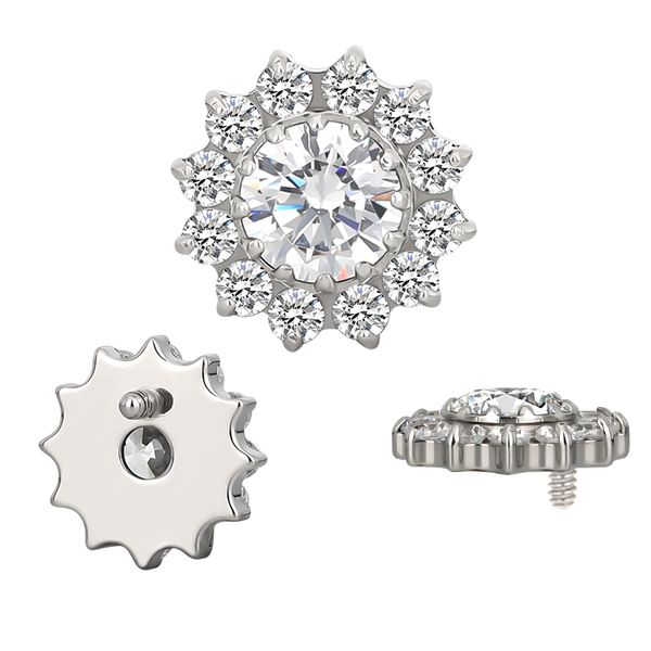  Labret 12 Pedras CZ foramndo Flor e uma Central Lapiadada 