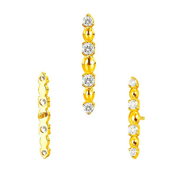 Piercing Em Linha 04 Zircônias Cubicas Cravadas 