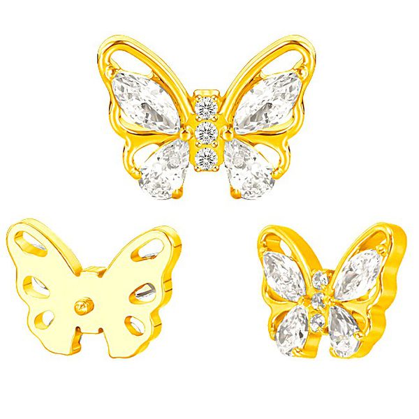  Piercing Labret Borboleta com 07 Zircônias Lapidadas 