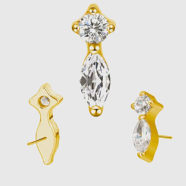 Piercing Zircônia quadrada, seguida Navete Vertical 