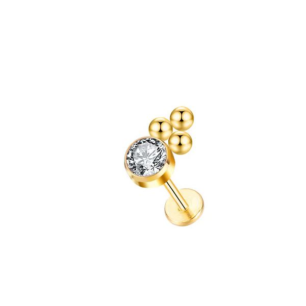 Labret Pedra Swarovski Com 03 Esferas Adornando 