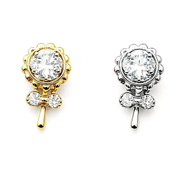 Piercing Florzinha com Caule 01 Zircônia Central