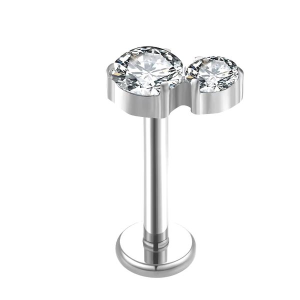 Labret, Com 02 Pedras Cz Arredondas (1 De 5mm 1 De 2.5mm) 