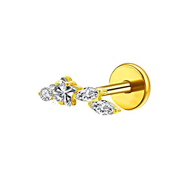 Piercing Conjunto de Pedras Swarovski Neste Labret em titânio 