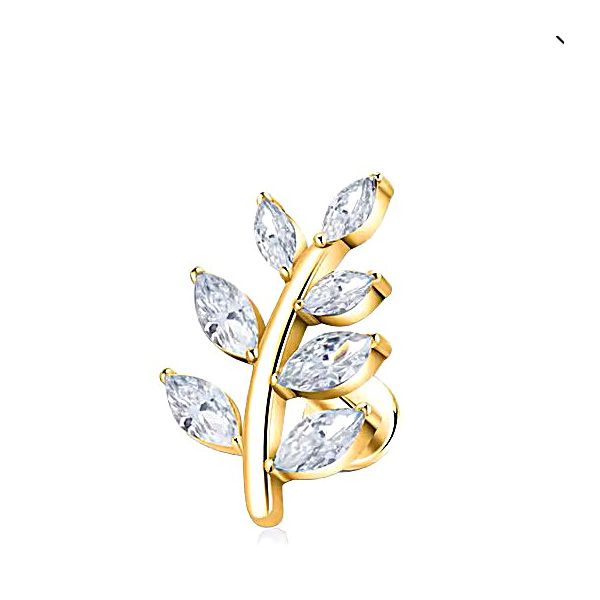Piercing Folha 7 Pedras Cravejadas Zircônias Labret 