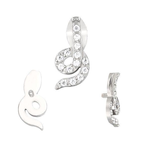 Labret- Cobra com Pedraria Swarovski Lapidadas Confeccionado em Titânio