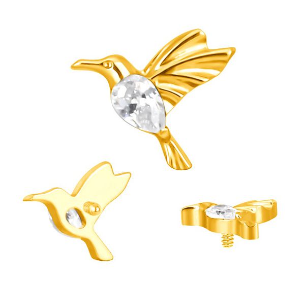 Labret Colibri em titânio com Pedra CZ Lapidada
