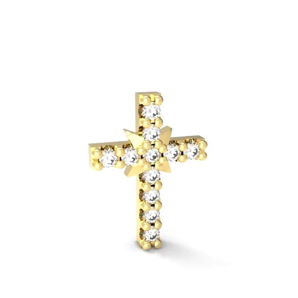 Labret Cruz Cravejado em zircônias 