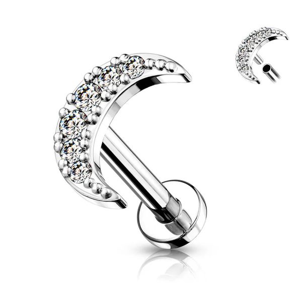 Labret lua 6 pedras em zircônia