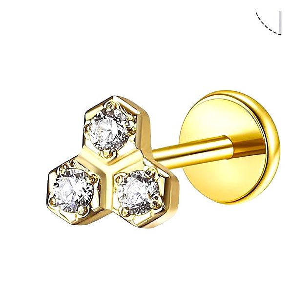 Piercing Trinity Cravejado Com 3 Pedras Zircônias Facetadas