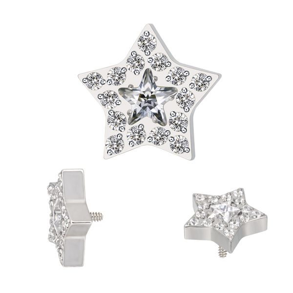 Labret Estrela cravejada com zirconia estrelar no meio