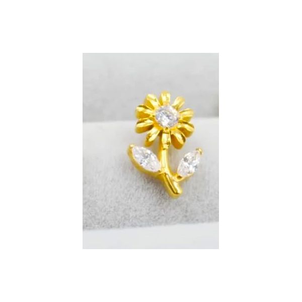  Labret, Florzinha Trabalhada com Pedra Central e CZ nas Petalas 